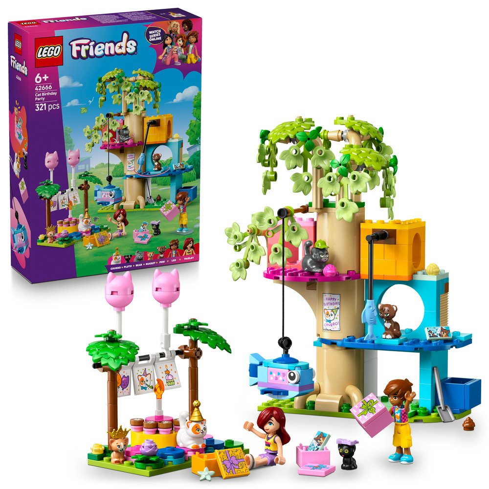 LEGO® Friends 42666 Kočičí narozeninová oslava a dům na stromě