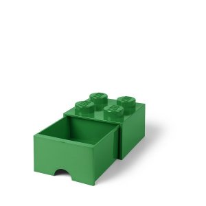 LEGO úložný box 4 s šuplíkom - tmavo zelená