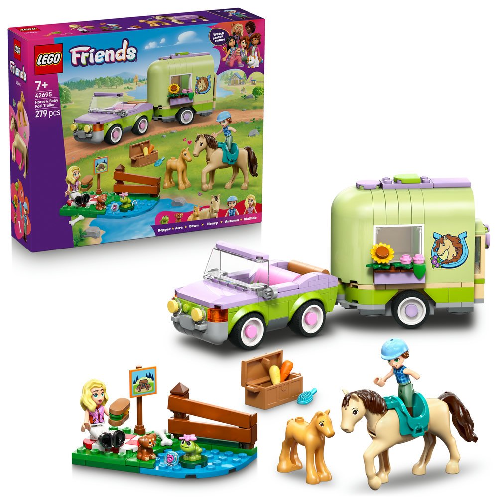 LEGO® Friends 42695 Přívěs s koněm a hříbětem