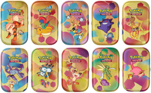 Pokémon prázdná plechová krabička 1 kus (scarlet and violet) s žetonem