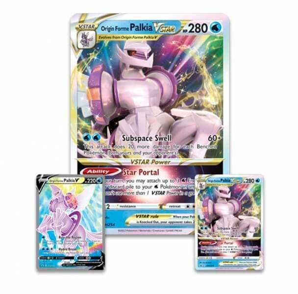 Pokémon set karet Origin Forme Palkia V, Origin Forme Palkia VSTAR a jumbo karta Origin Forme Palkia VSTAR