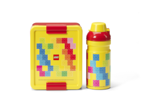 LEGO Brick desiatový set (fľaša a box) - červená/žltá